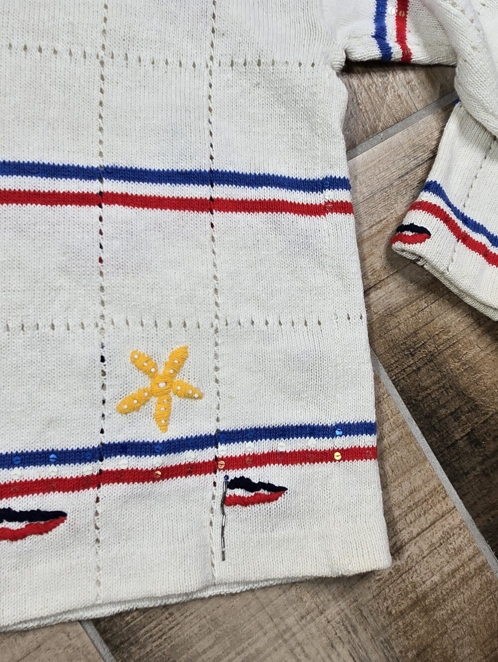 Philip & Jane Gordon Design Options Cream Nautical Fireworks Sweater Size XL - Picture 13 of 15